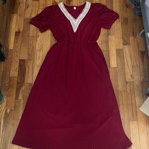POCKETS! Maroon Midi Dress